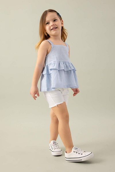 DeFacto Baby Girl Square Collar Striped Poplin Strap Blouse C3764A524SM