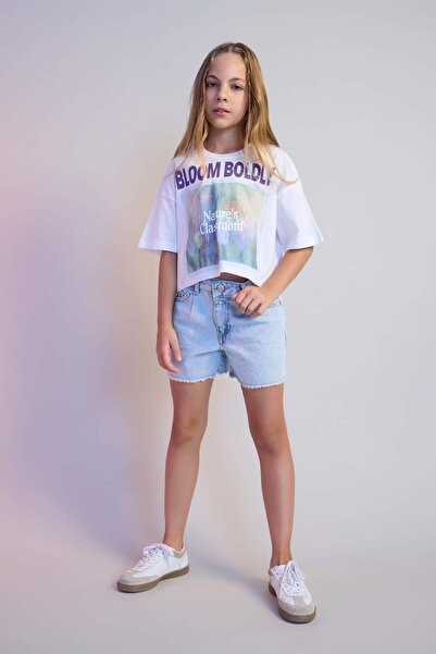 DeFacto Κοριτσίστικο κοντομάνικο μπλουζάκι με λαιμόκοψη C9782a824hs