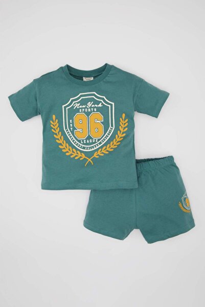 DeFacto Baby Boy 2 részes szett Crew nyakú nyomott rövid ujjú póló rövidnadrág C5845A524SM