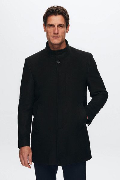 D'S Damat Ds Damat Regular Fit fekete bíró galléros kabát