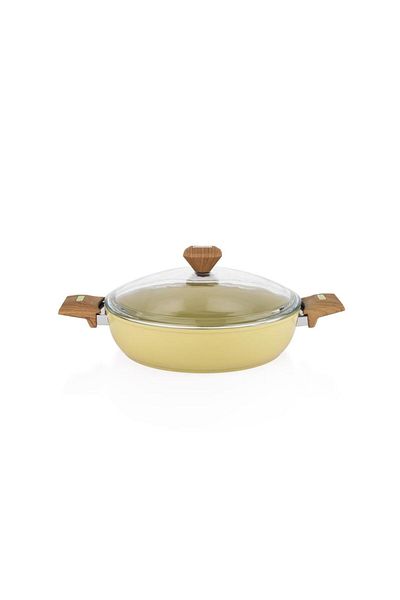 Schafer Fiesta Ceramic Flat Pot 28 Cm-Green