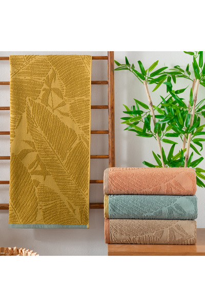 Schafer Home Leaf 70x140 Jakarlı Havlu 1 Parça-Hardal