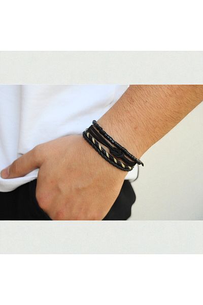 DEHNA Black Sailor Knot Handmade Bracelet – Adjustable Elevator Tied Unisex Design