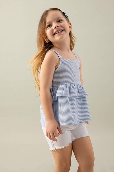 DeFacto Baby Girl Square Collar Striped Poplin Strap Blouse C3764A524SM