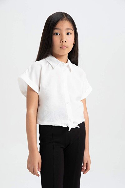 DeFacto Kız Çocuk Cropped Fit Kısa Kollu Gömlek C8287A824SM