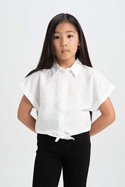 DeFacto Kız Çocuk Cropped Fit Kısa Kollu Gömlek C8287A824SM