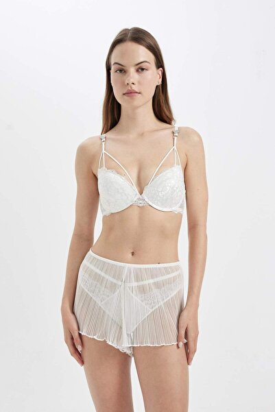 DeFacto Pantaloni scurți din dantelă albă de mireasă Fall In Love B5451ax24sp