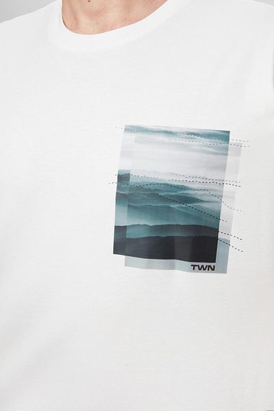 Twn Oversize White Printed 100% Cotton T-Shirt