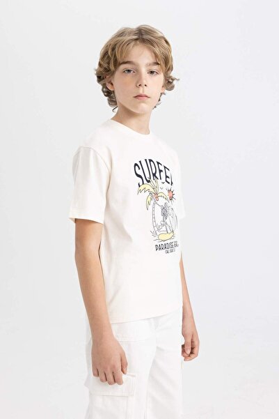 DeFacto Μπλουζάκι με κοντό μανίκι με στάμπα για αγόρια D0439A824HS