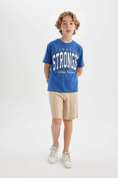 DeFacto Boys' 2-Piece Set Printed Short Sleeve T-Shirt Shorts C2182A824Hs