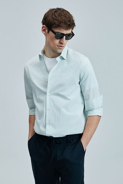 Lufian Charles Men's Basic Shirt Regular Fit Green