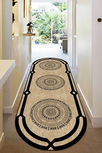 Decomia Home Dijital Kaymaz Yıkanabilir Jüt Görünüm Salon Mutfak Halısı Korid...