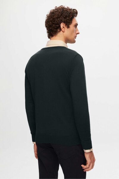 D'S Damat Ds Damat Regular Fit Khaki Plain V-Neck Sweater