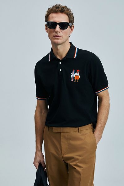 Lufian Sansa Men's Black Polo Neck T-Shirt (111040218)