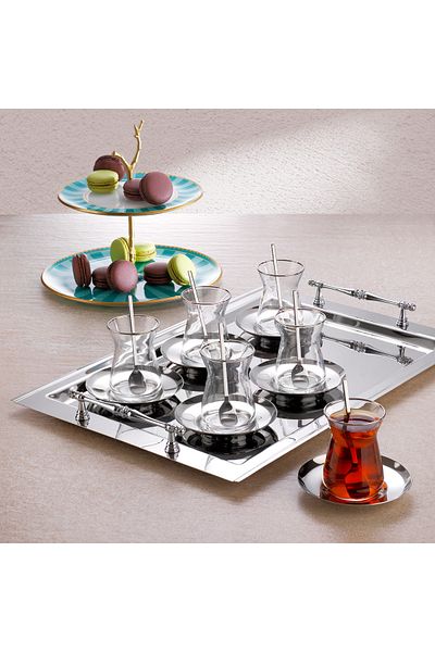 Schafer 19 Piece Snow Steel Tea Set - Silver