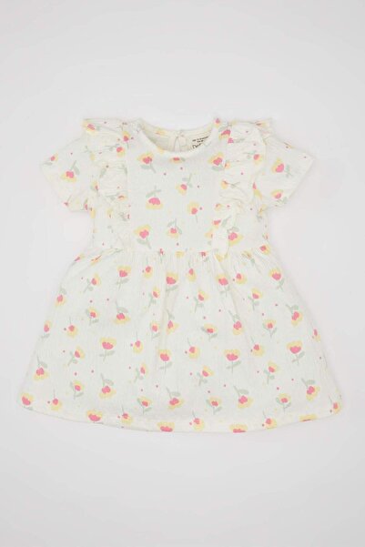 DeFacto Baby Girl Floral Short Sleeve Dress C5973A524SM