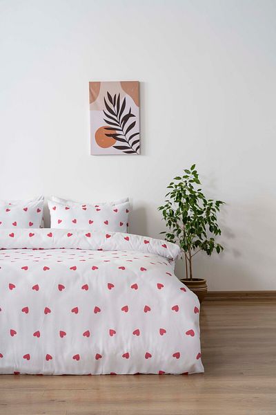 Rivaİstanbul Red Heart Double Duvet Cover Set