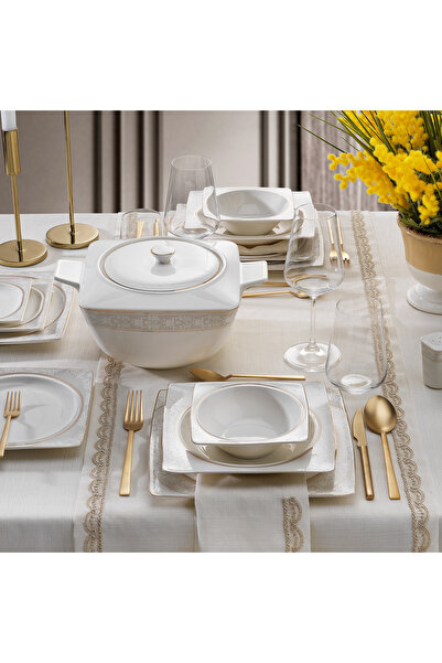 Schafer Glamor Elegant Yemek Takımı 60 Parça-Beyaz