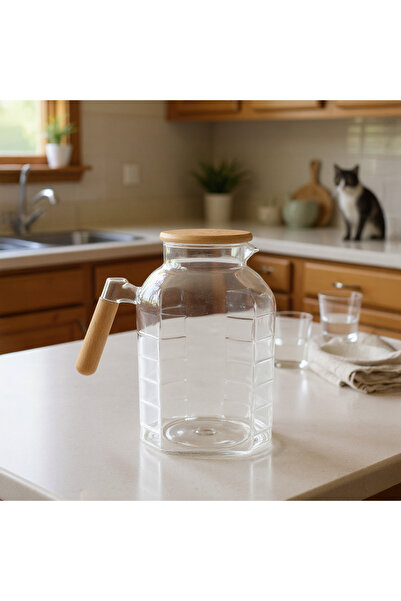 Bambum Gasol Bambu Kapalı Cam Sürahi