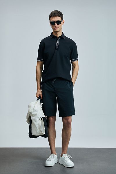 Lufian Pantaloni scurți chino pentru bărbați Luus Sports Slim Fit negri