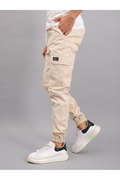 a02teks Ανδρικό λινό παντελόνι Cargo Pocket Stone Color