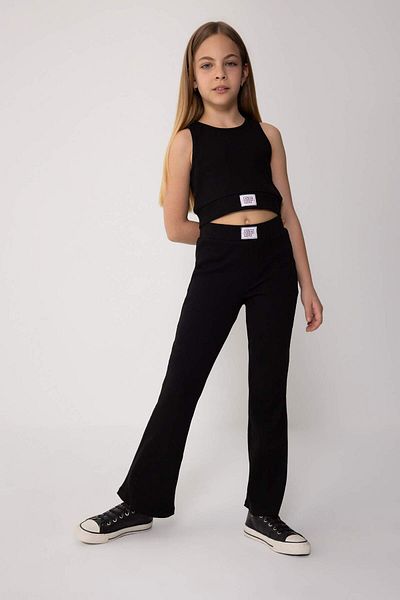 DeFacto Girls' 2-Piece Set of Ribbed Camisole Tank Tops with Spanish Leg Leggings C5330A824Sm