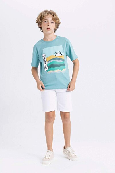 DeFacto Boy's White Basic Plain Jean Shorts B5768A824Sm