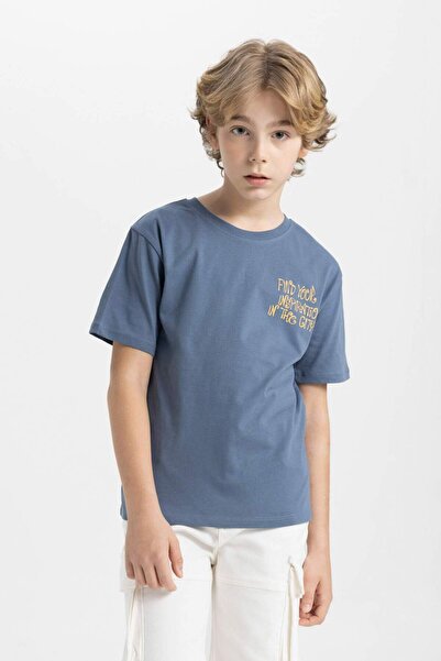 DeFacto Boy's Crew Neck Back Printed Short Sleeve T-Shirt C4653A824Sm