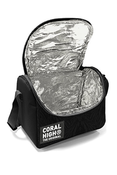 Coral High Black Football Patterned Thermo Lunchbox 22798