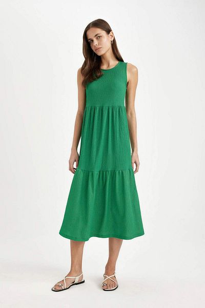 DeFacto Crew Neck Wrap Sleeveless Midi Dress A8841AX24SM