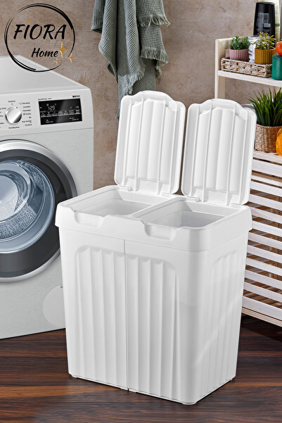 FİORA ÇİFT BÖLMELİ ÇOK AMAÇLI PLASTİK KİRLİ ÇAMAŞIR SEPETİ