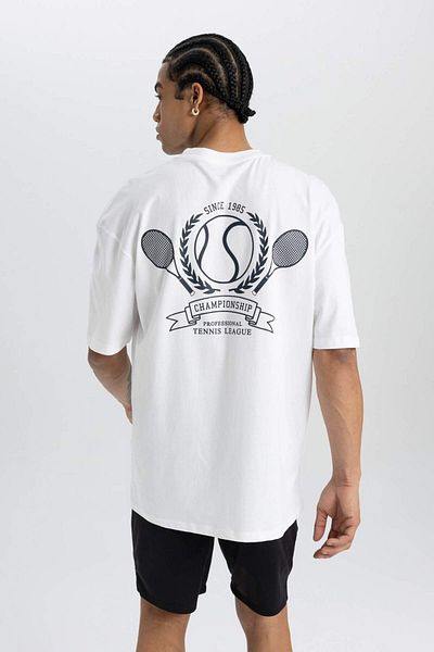 DeFacto Defactofit Oversize Wide Fit Crew Neck Back Printed Short Sleeve T-Shirt C0423Ax24Sm