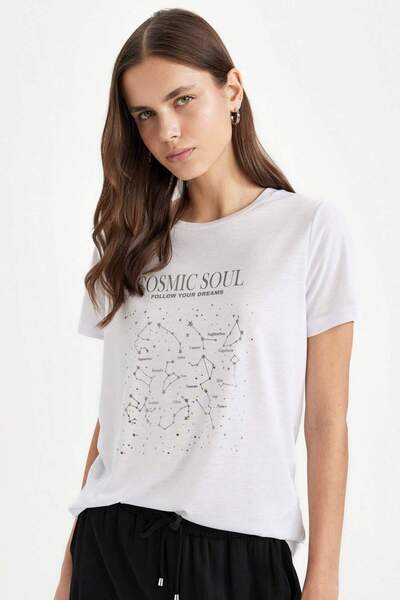 DeFacto Μπλουζάκι με στάμπα με λαιμόκοψη C7720ax24sm