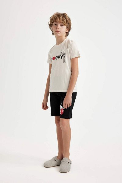 DeFacto Boys' Snoopy Pajamas Set Crew Neck Short Sleeve Top Shorts C2846A824Sm