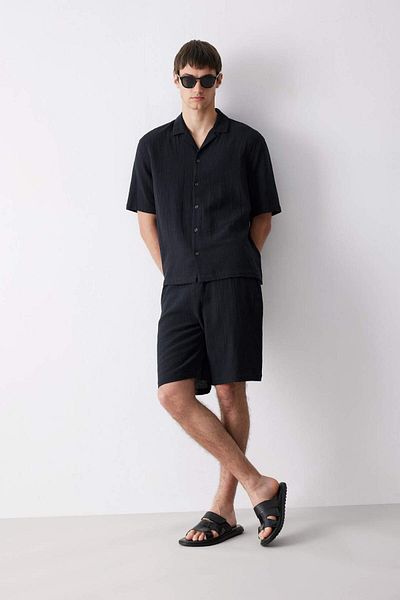 DeFacto 100% Cotton Relax Fit Pocket Basic Plain Bermuda Shorts C7589Ax24Sm