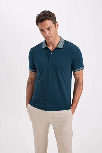 DeFacto Schmal geschnittenes Baumwoll-T-Shirt mit Rollkragen und Ärmelbändern D0033axns