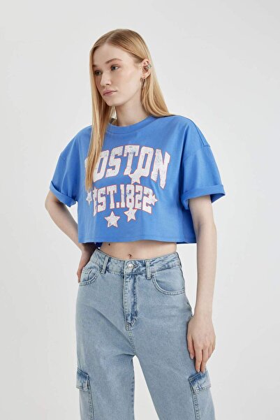 DeFacto Cool Oversize Tričko s krátkým rukávem ve střihu Crew Neck B7115AX24SM