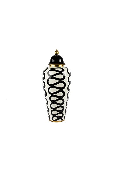 Mikasa Moor مكعب منقوش باللون الأبيض والأسود مقاس 25 × 61 سم