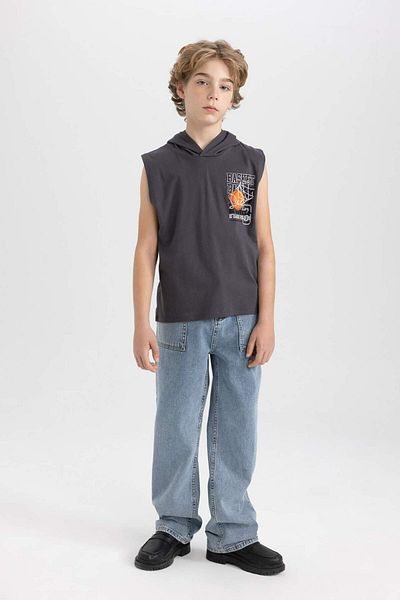 DeFacto Tricou cu glugă cu imprimeu pentru băiat C3342A824SM