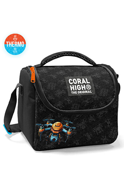 Coral High Black Drone Patterned Thermo Lunchbox 22791