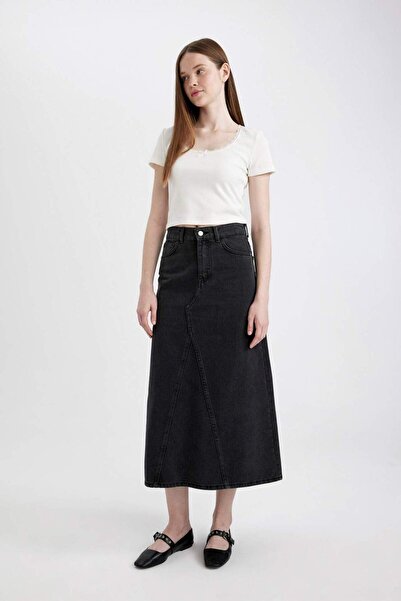 DeFacto Long Fit Jean Long Skirt C2438AX24SM