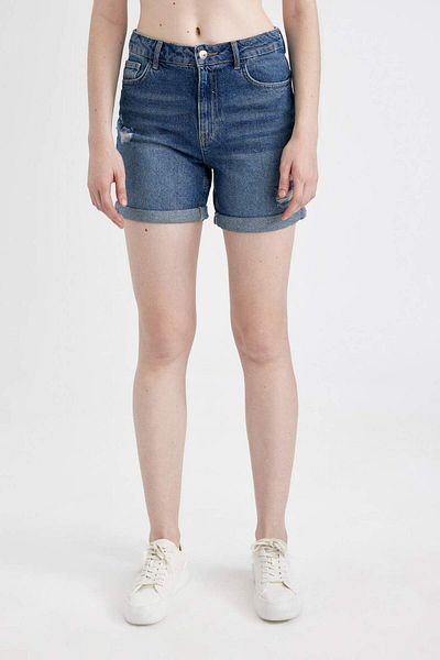 DeFacto Pantaloni scurți de jeans cu talie înaltă Boyfriend C2468AX24SM