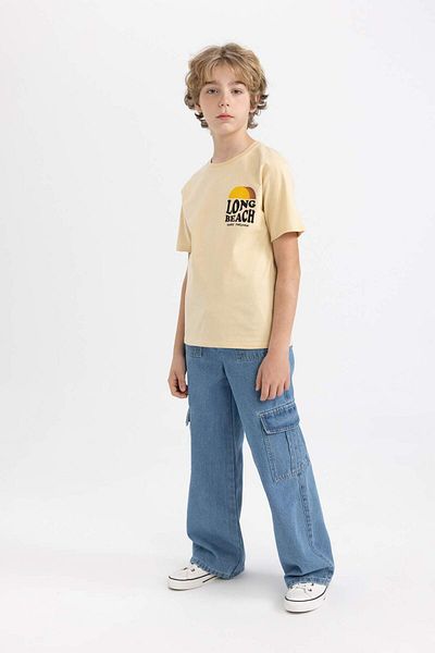 DeFacto Tricou cu mânecă scurtă cu imprimeu la spate pentru băiat C3304a8bg368mc