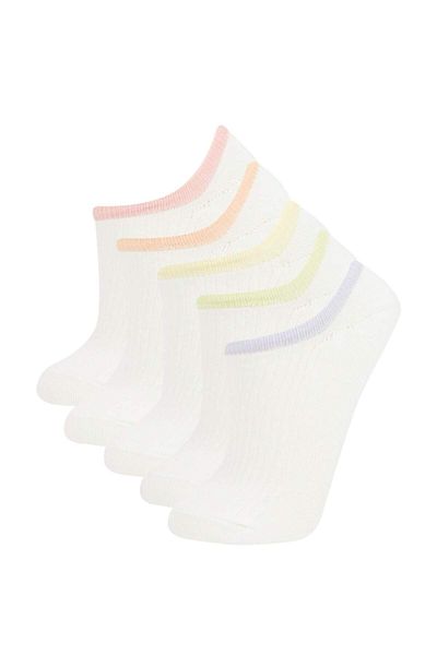 DeFacto Women's 5-Piece Cotton Sneaker Derby Socks B6072Axns