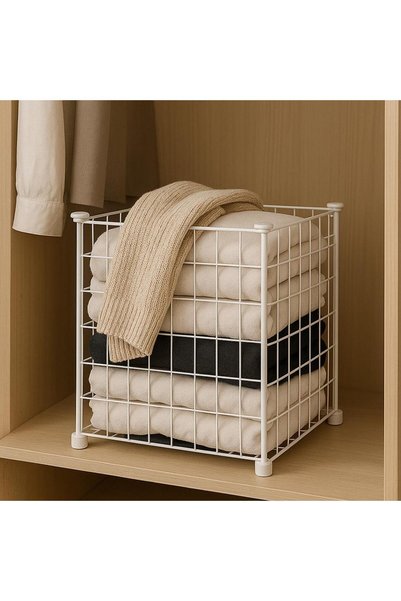 FERONYA Metal Wire Storage Basket 33X33X33 cm Disassembled Installation, Organizer Box, Toy and Clothes Storage