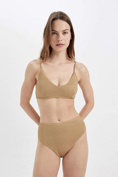 DeFacto Regular Fit Glänzender Stoff Hohe Taille Bikini Bottom-Fall in Love C3180AX24SM