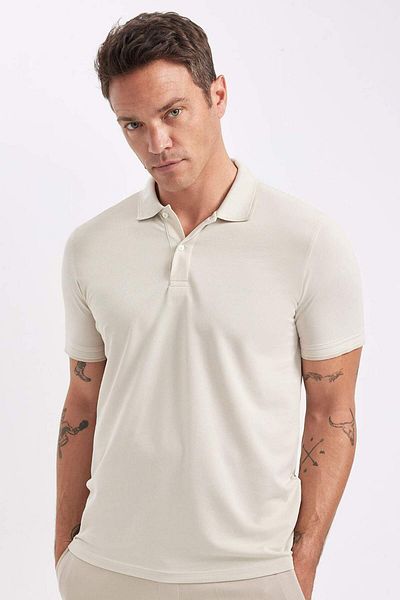 DeFacto Slim Fit nekulmujúce sa polo s rukávom bavlnené tričko D0033Axns
