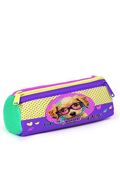 Coral High حقيبة أقلام رصاص منقوشة على شكل كلب لطيف باللون الأصفر والوردي مكو...