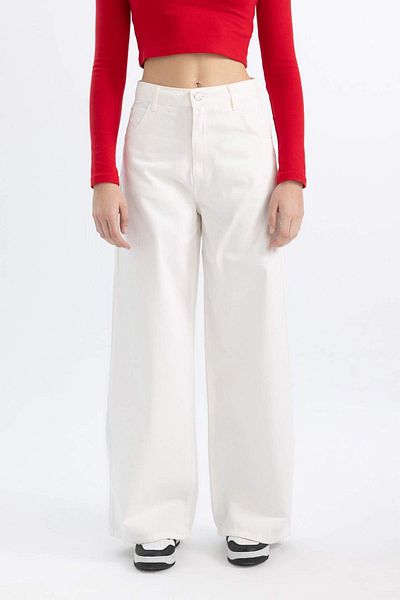 DeFacto Wide Leg Wide Leg Pantalon Gabardine Pocket B9810Ax24Sm