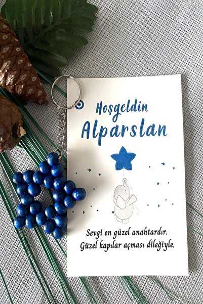 Emtory Home 30 Adet Zincirli Ahşap Yıldız Anahtarlık Bebek Hediyeliği Fil & B...